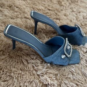Gianni Bini Blue Heels with Pearl Embellishment